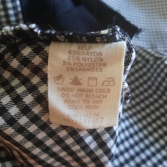 Hem & Thread Womens Black White Gingham Checked Straight Leg Pants Size Large - Picture 4 of 5